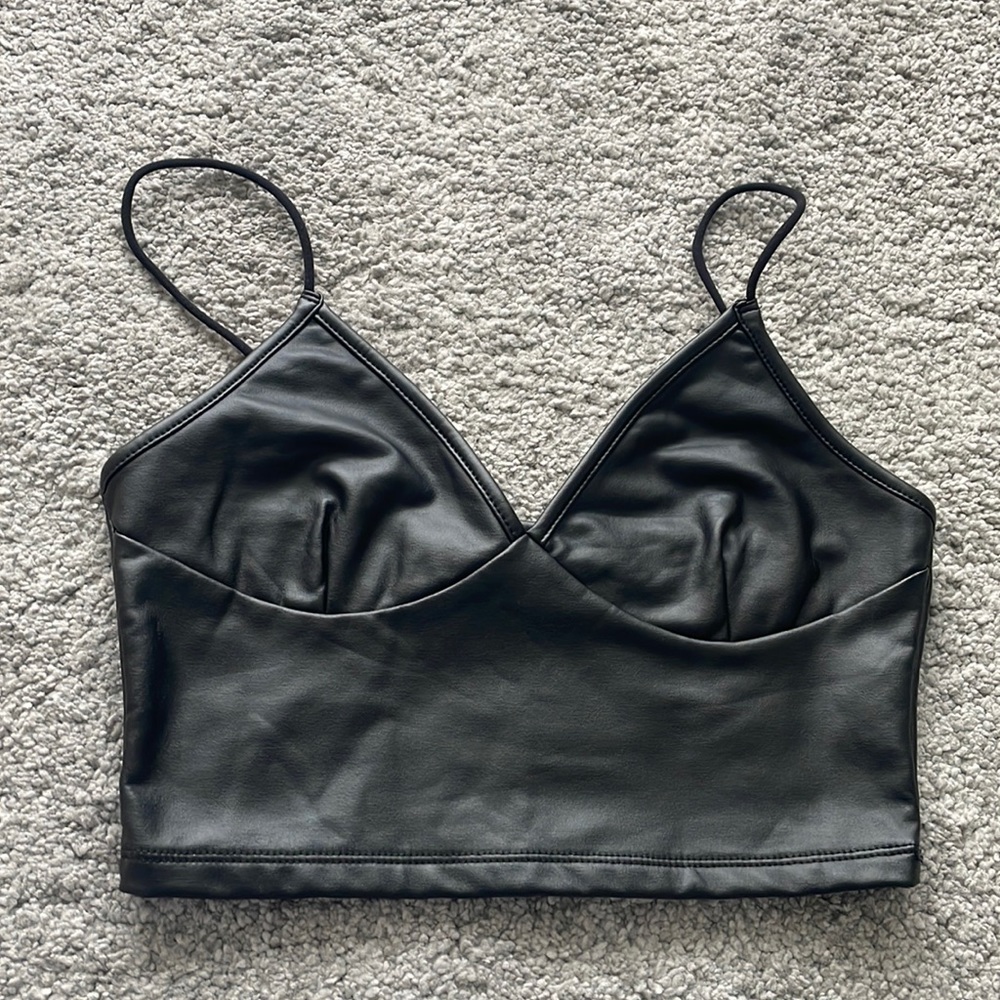 NEW! Faux leather crop top size small